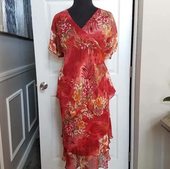Ashley Stewart Dresses & Skirts - Ashley Stewart Red Flowy Floral  2pc Skirtset